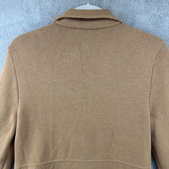 Talbots Sweater Womens M Beige Jacket Button Front Patch Pocket Collared Stretch - Picture 8 of 14